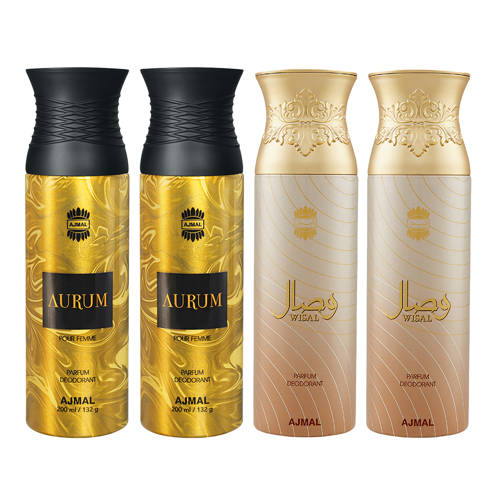 2 Aurum & 2 Wisal Deodorant Spray- For Women (200 ml, Pack of 4)