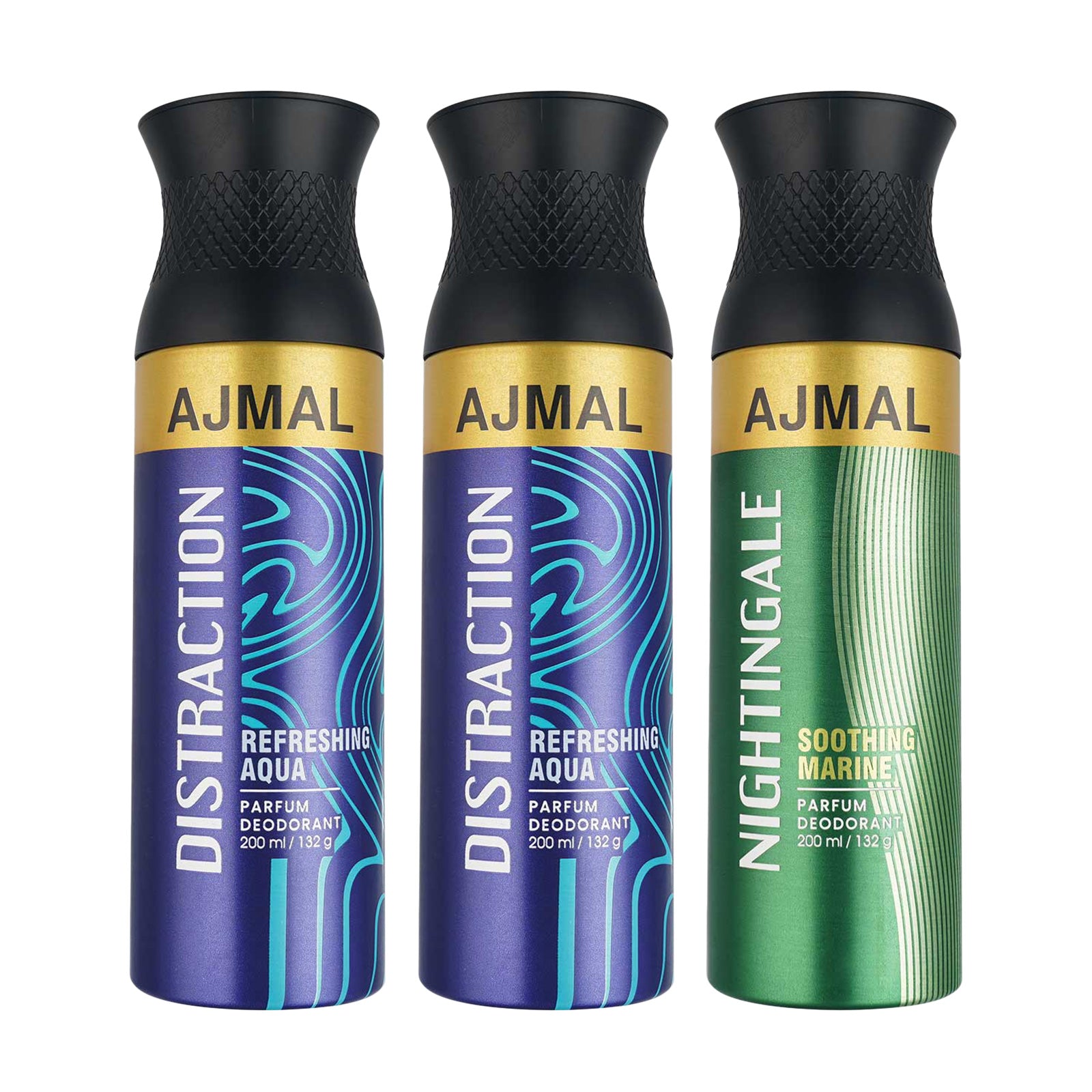 2 Distraction & Nightingale Deodorant Combo Pack of 3 Deodorants 200ml each For Unisex