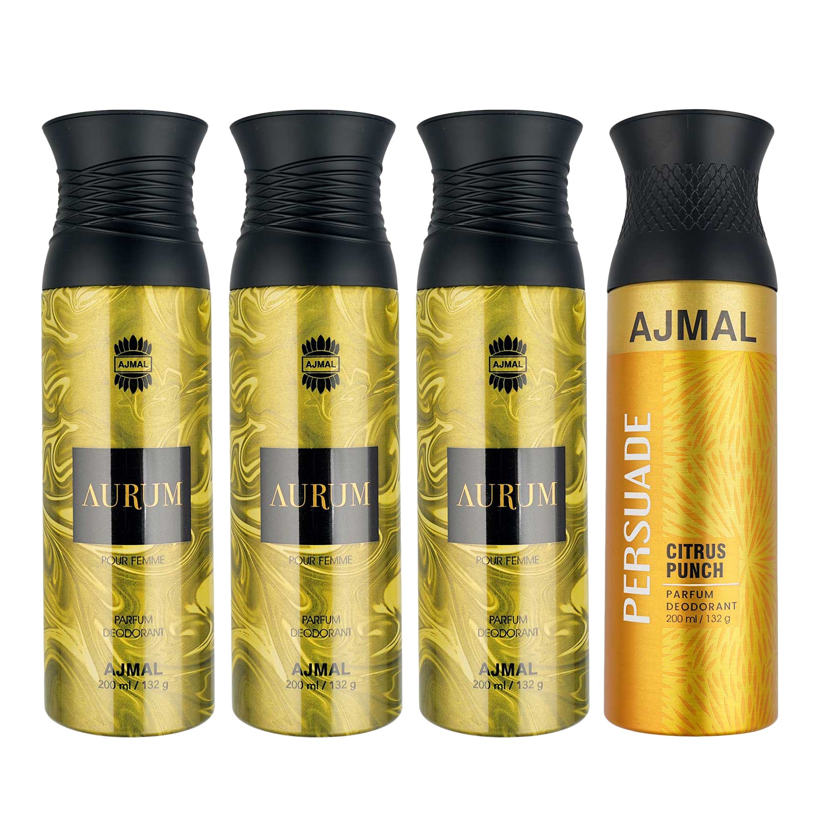 3 Aurum Femme for Women and 1 Persuade For Unisex Deodorants each 200ML Combo pack of 4