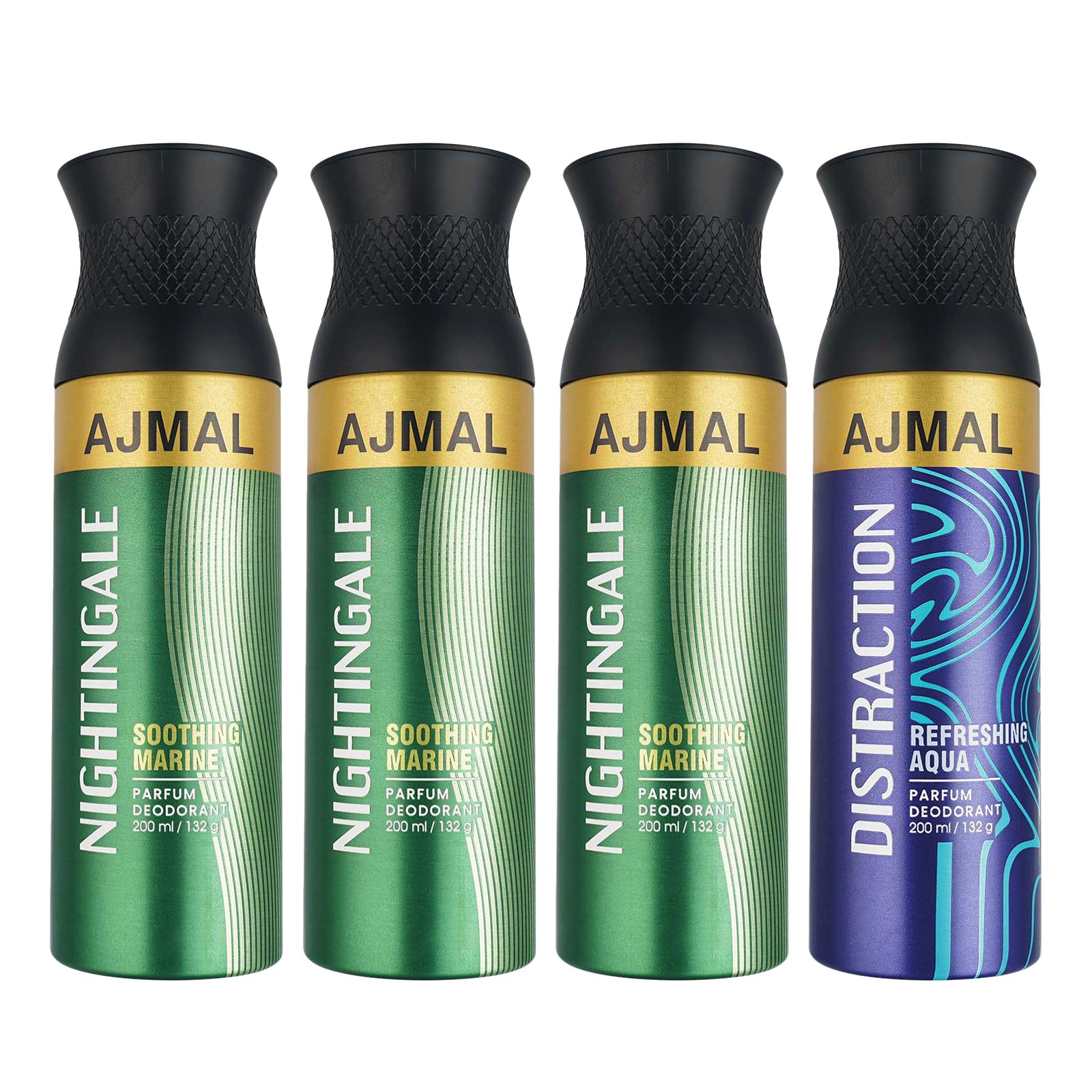 3 Nightingale & 1 Distraction Deodorant Combo pack of 4 Deodorant 200ml each For Unisex