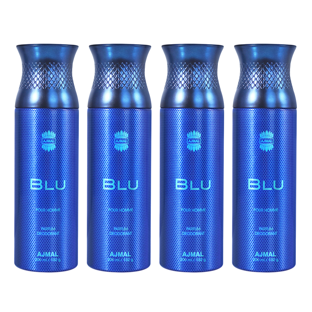 4 Blu Deodorant Spray - For Men (200 ml, Pack of 4)