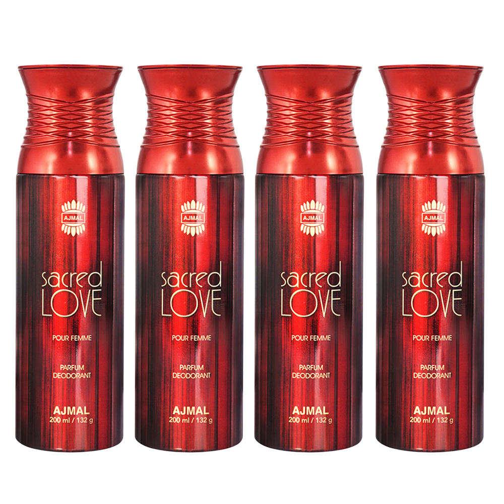 4 Sacred Love Deodorant Spray - For Women (200 ml, Pack of 4)