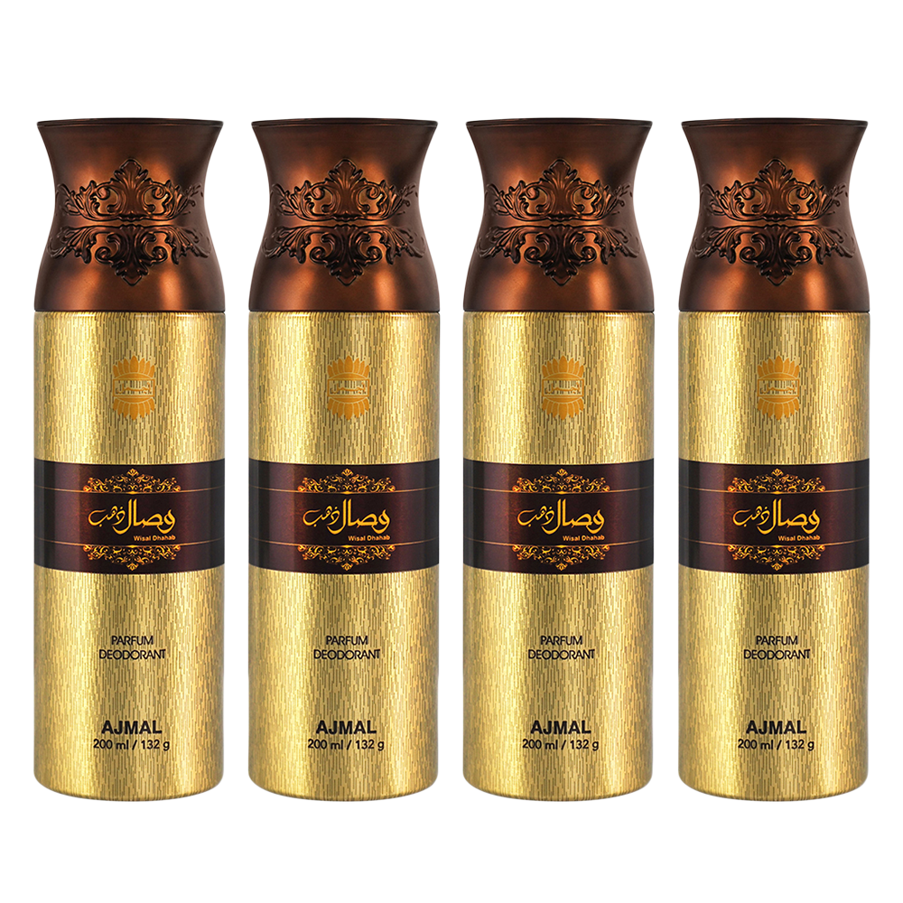 4 Wisal Dhahab Deodorant Spray - For Men (200 ml, Pack of 4)