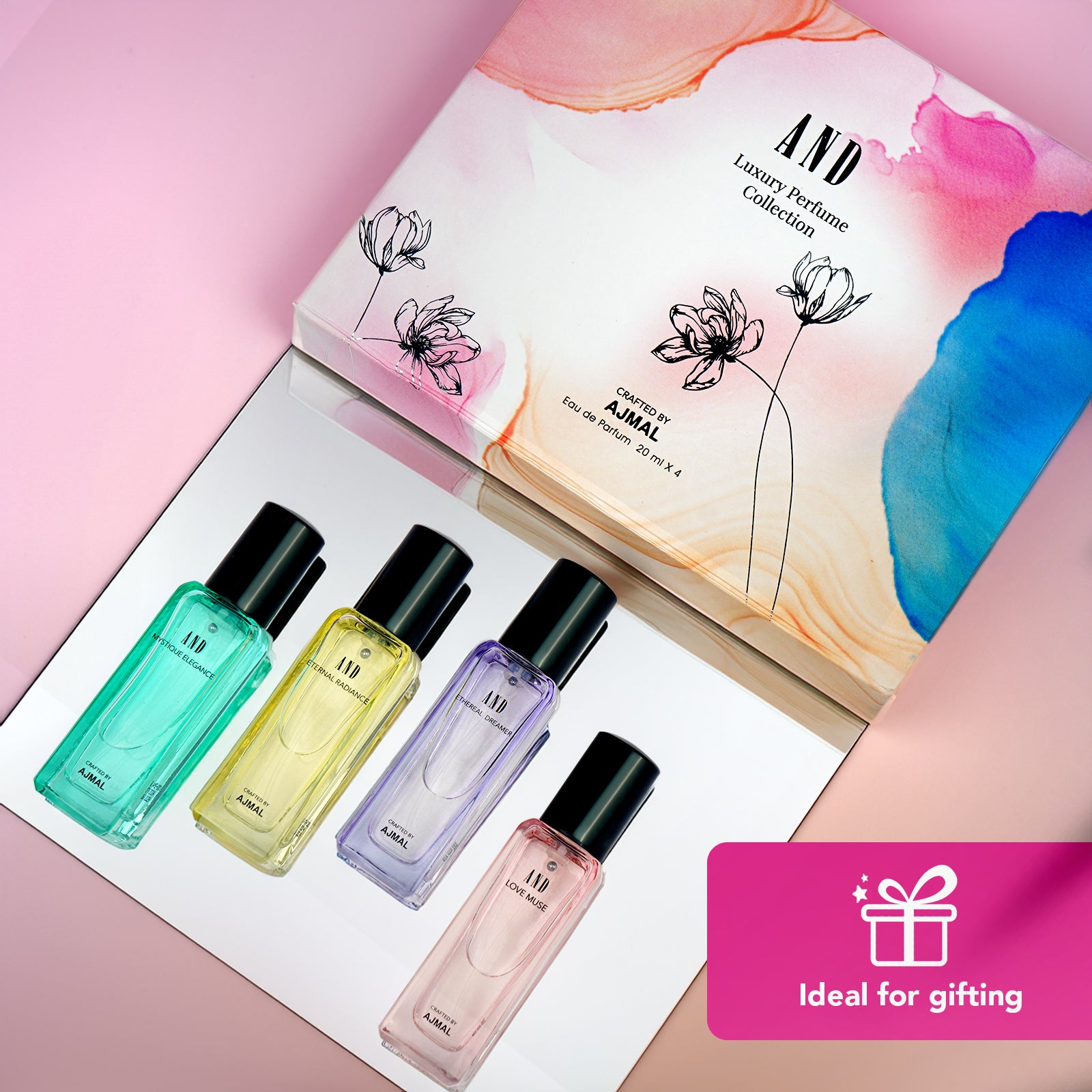 AND EDP Gift Set with Ethereal Dreamer, Love Muse, Eternal Radiance & Mystique Elegance (Pack of 4) 20ml Each For Women