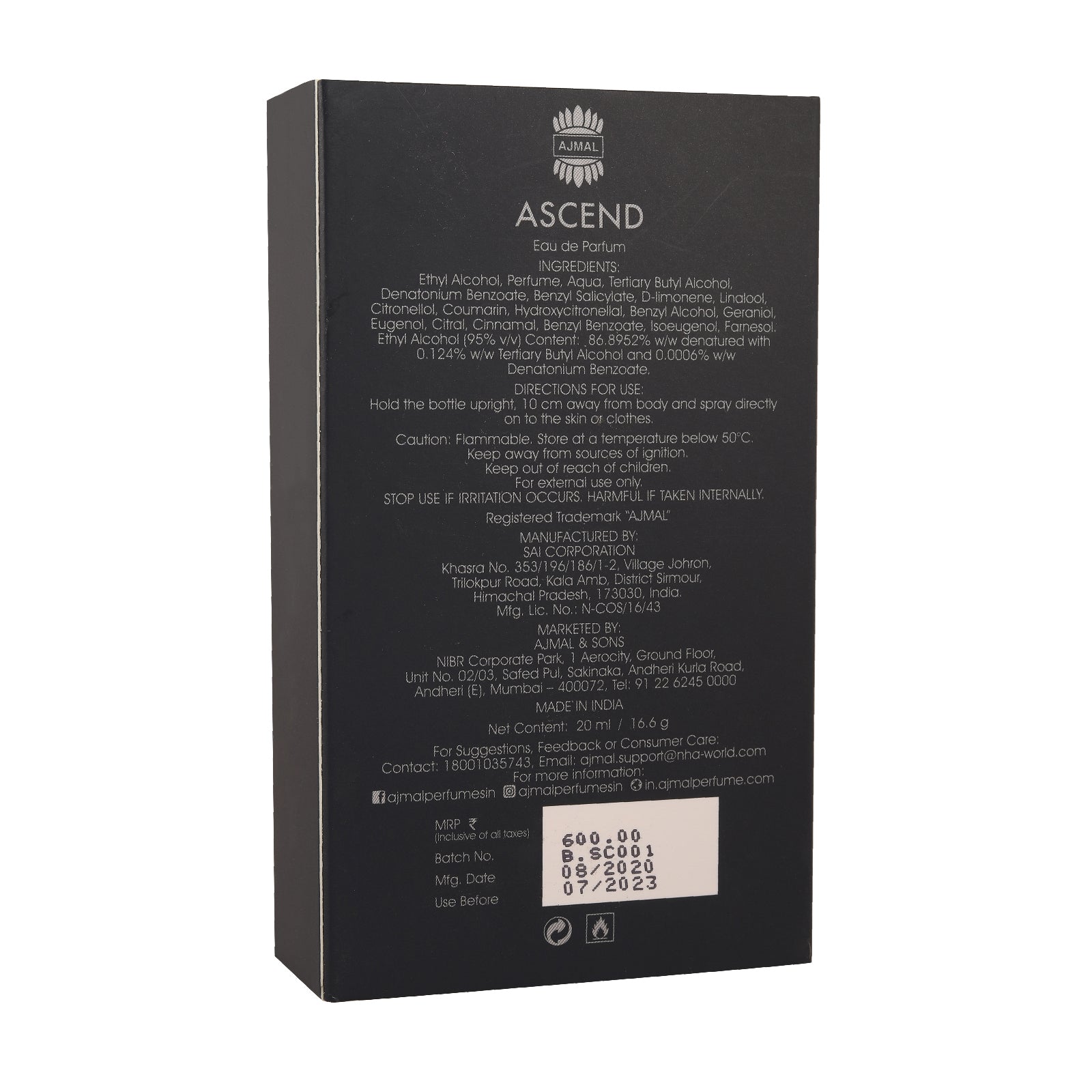 Ascend Eau de Parfum Perfume 20ML For Unisex