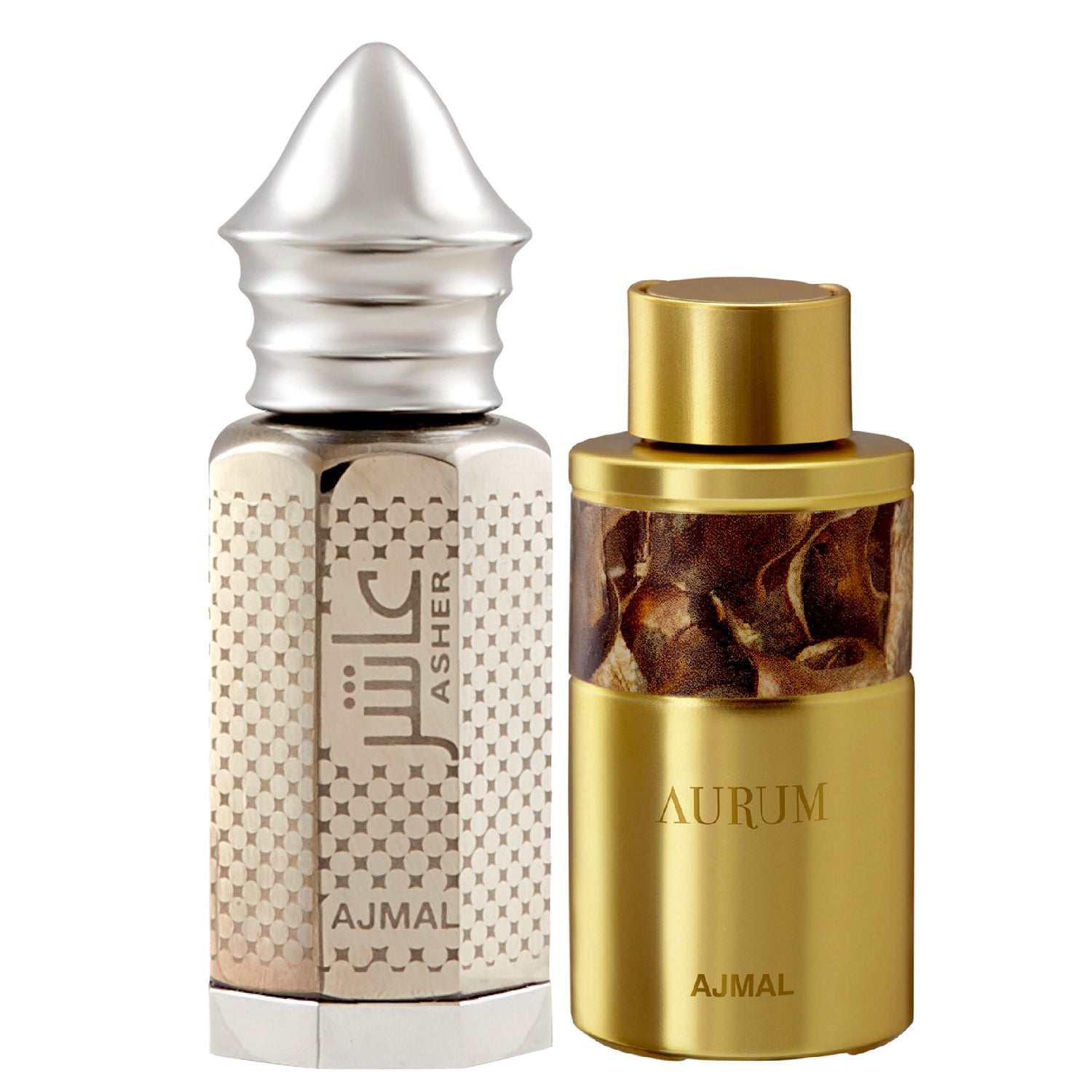 Aurum Concentrated Perfume Oil Fruity Floral Alcohol-free Attar 10ml for Women and Asher Concentrated Perfume Oil Oriental Alcohol-free Attar 12ml for Unisex Pack of 2