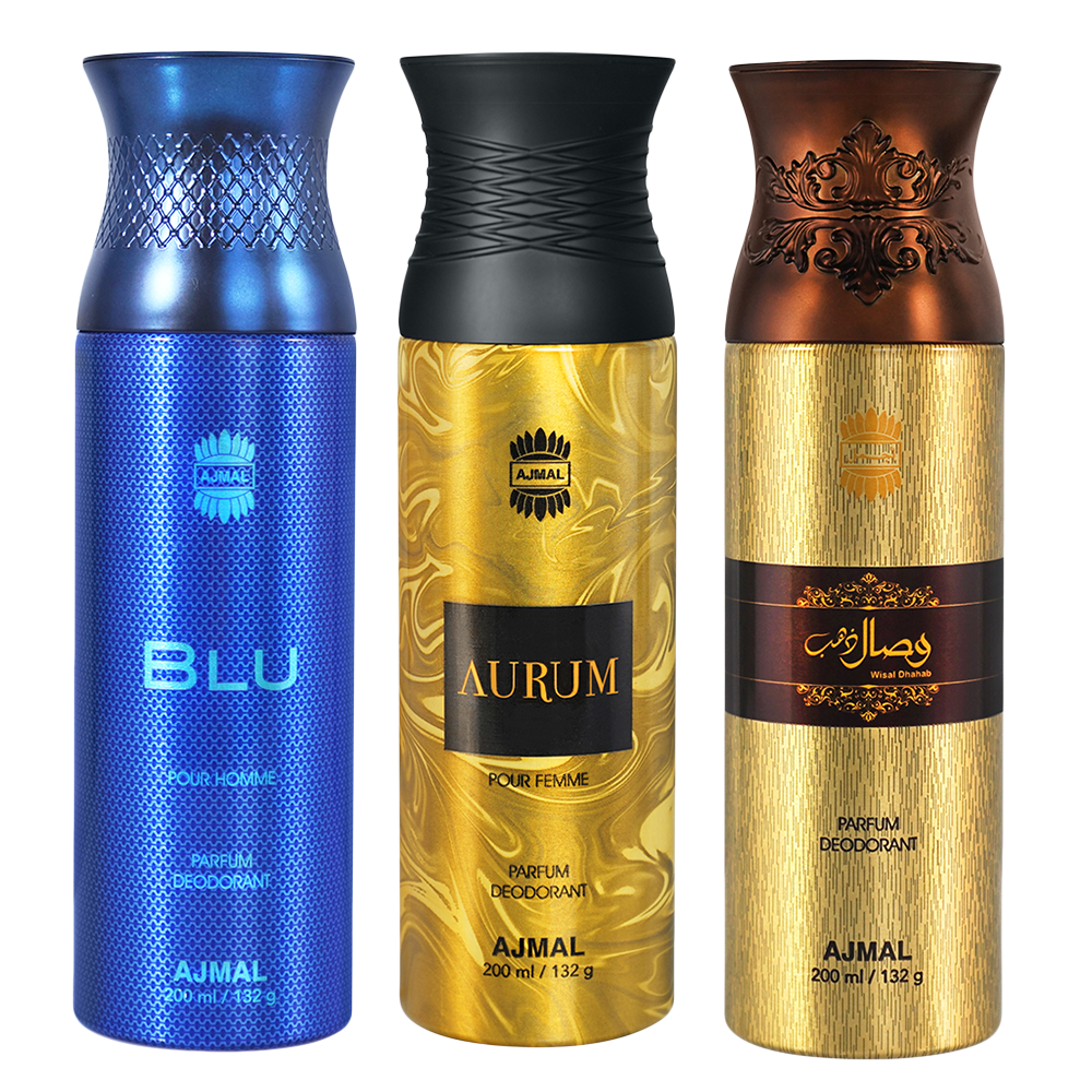 Aurum & Blu & Wisal Dahab Deodorant Spray - For Unisex (200 ml, Pack of 3)