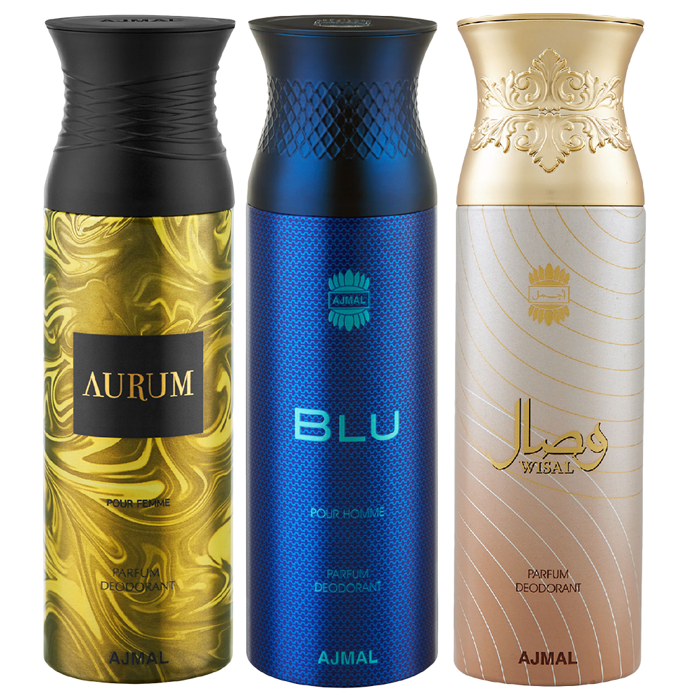 Aurum & Blu & Wisal Deodorant Spray - For Unisex (200 ml, Pack of 3)