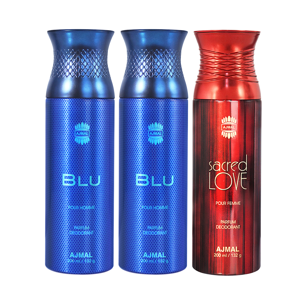 Blu & Blu & Sacred Love Deodorant Spray - For Unisex (200 ml, Pack of 3)