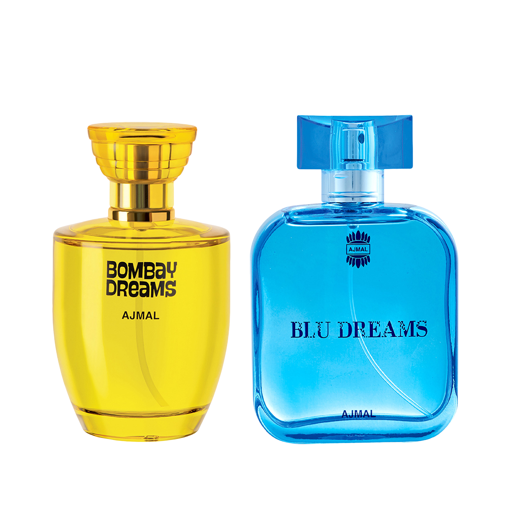 Blu Dreams EDP Citurs Fruity Perfume 100ml for Men and Bombay Dreams EDP Floral Fruity Perfume 100ml for Women Pack of 2