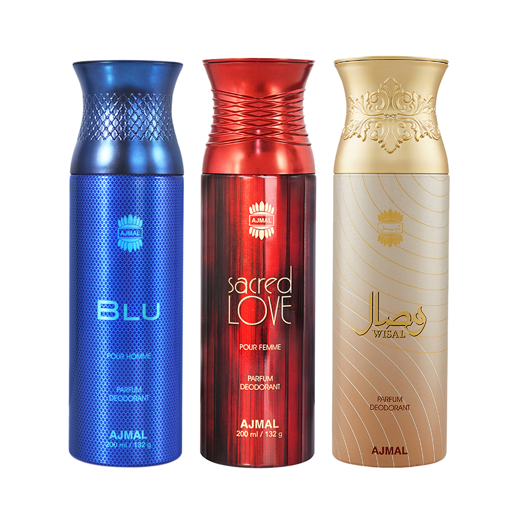 Blu & Sacred Love & Wisal Deodorant Spray - For Unisex (200 ml, Pack of 3)