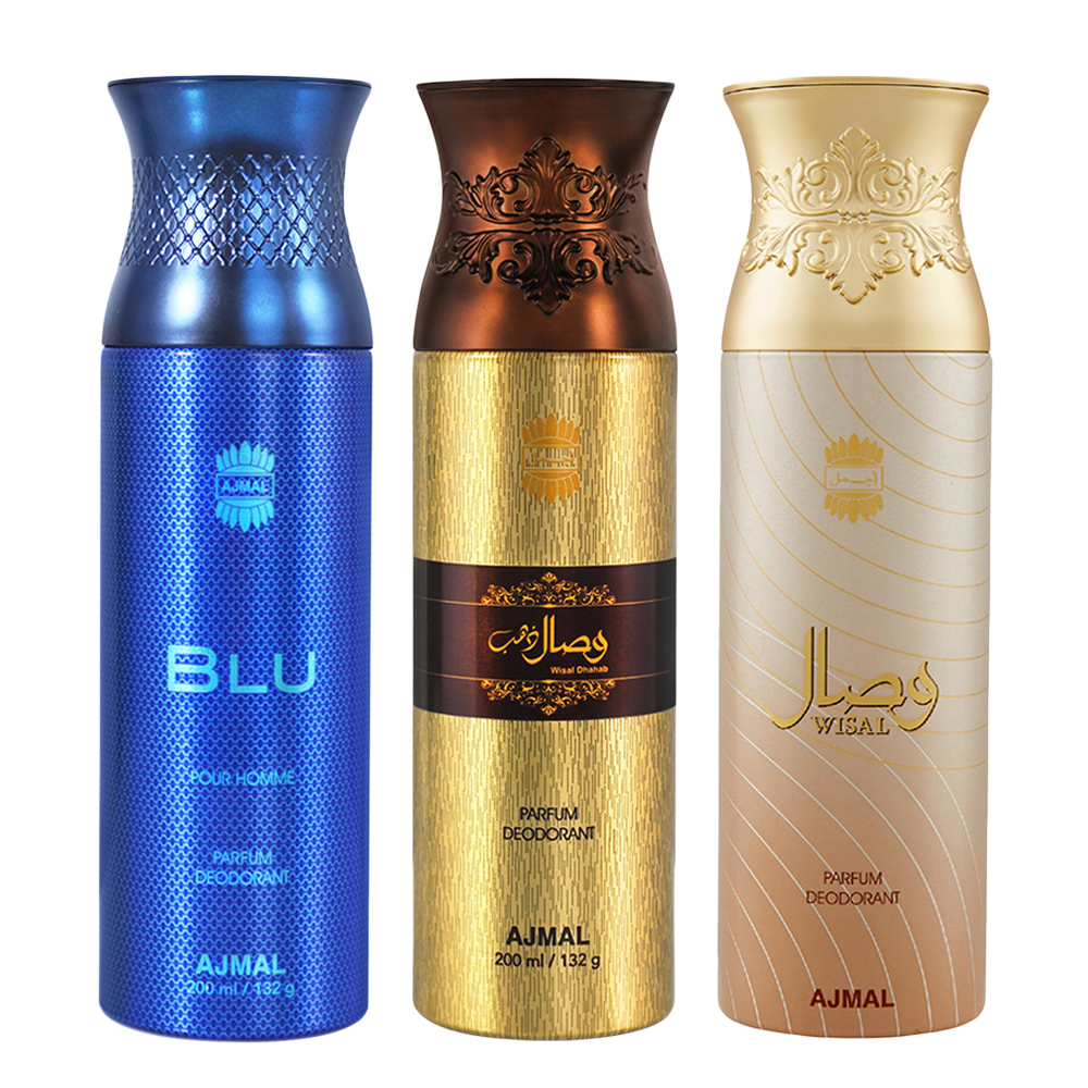 Blu & Wisal Dahab & Wisal Deodorant Spray - For Unisex (200 ml, Pack of 3)