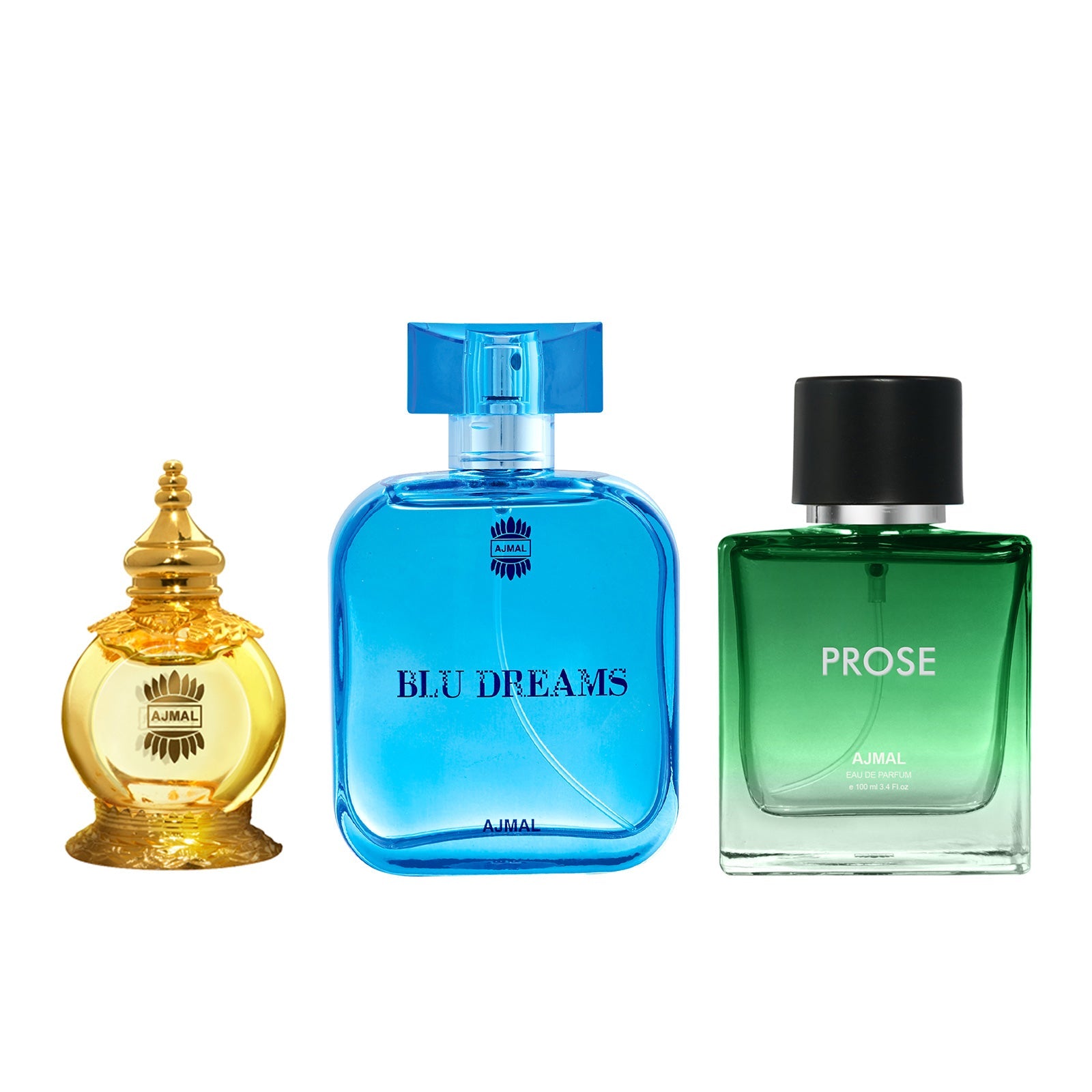 Blu Dreams EDP 100ml and Mukhallat AL Wafa CP 12ml & Prose EDP 20ML Pack of 3 For Unisex