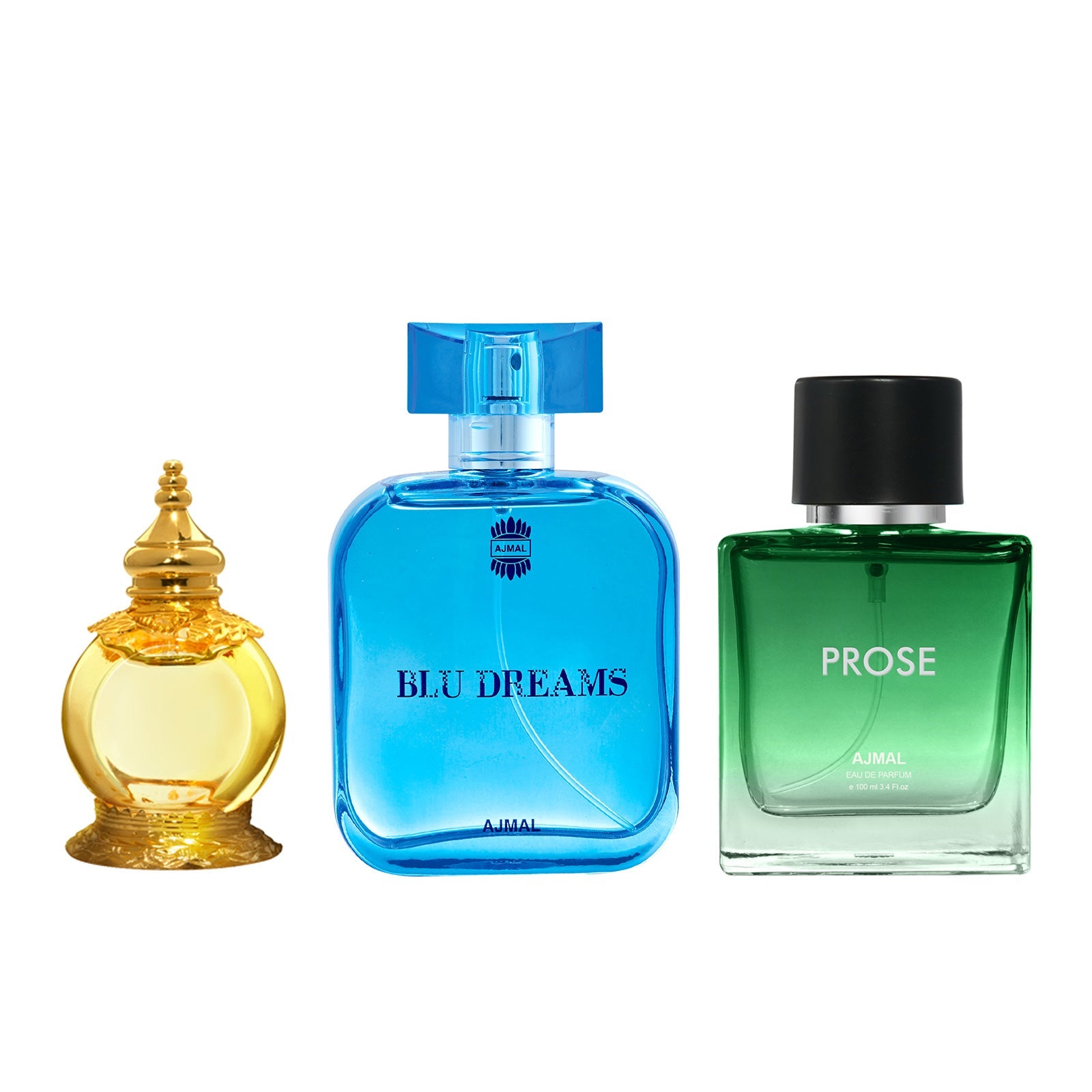 Blu Dreams EDP 100ml and Mukhallat AL Wafa CP 12ml & Prose EDP 20ML Pack of 3 For Unisex