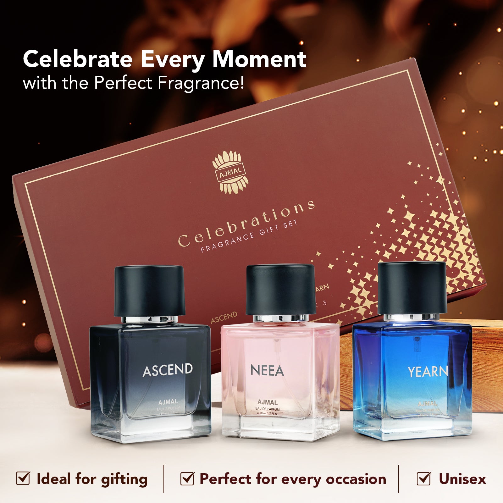 Celebration by Ajmal Fragrance Gift Set for Men & Women Pack of 3 - 50 ML each