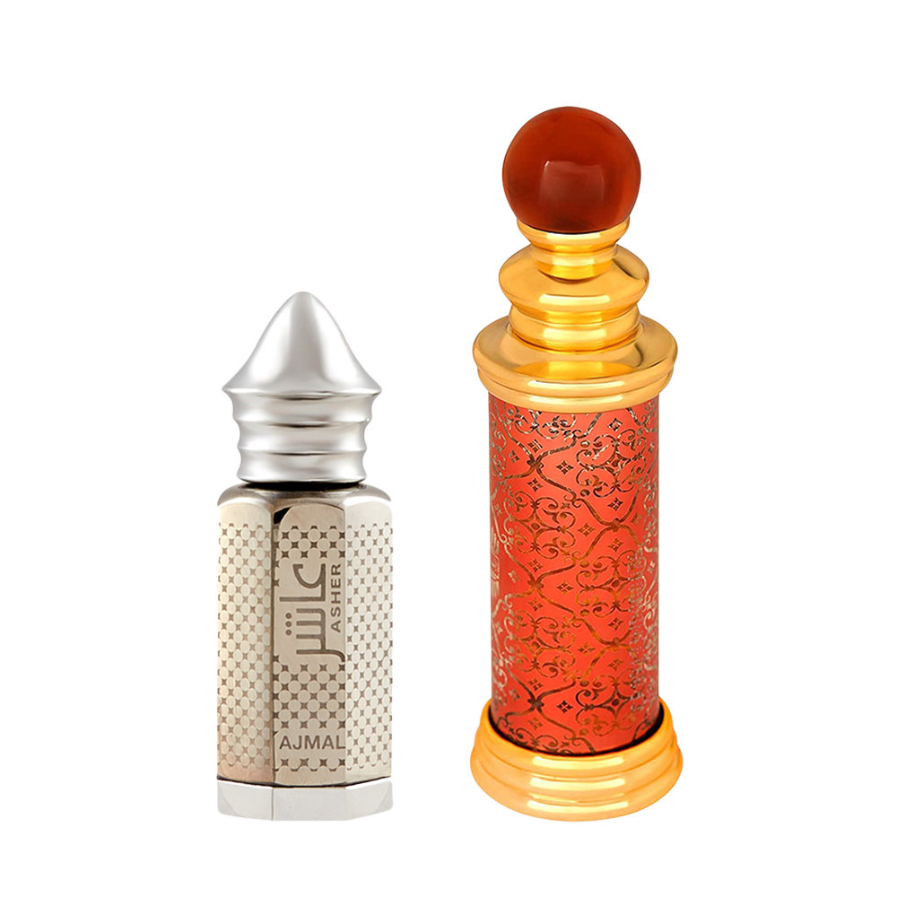 Classic Oud Concentrated Perfume Oil Woody Oudh Alcohol-free Attar 10ml for Unisex and Asher Concentrated Perfume Oil Oriental Alcohol-free Attar 12ml for Unisex Pack of 2