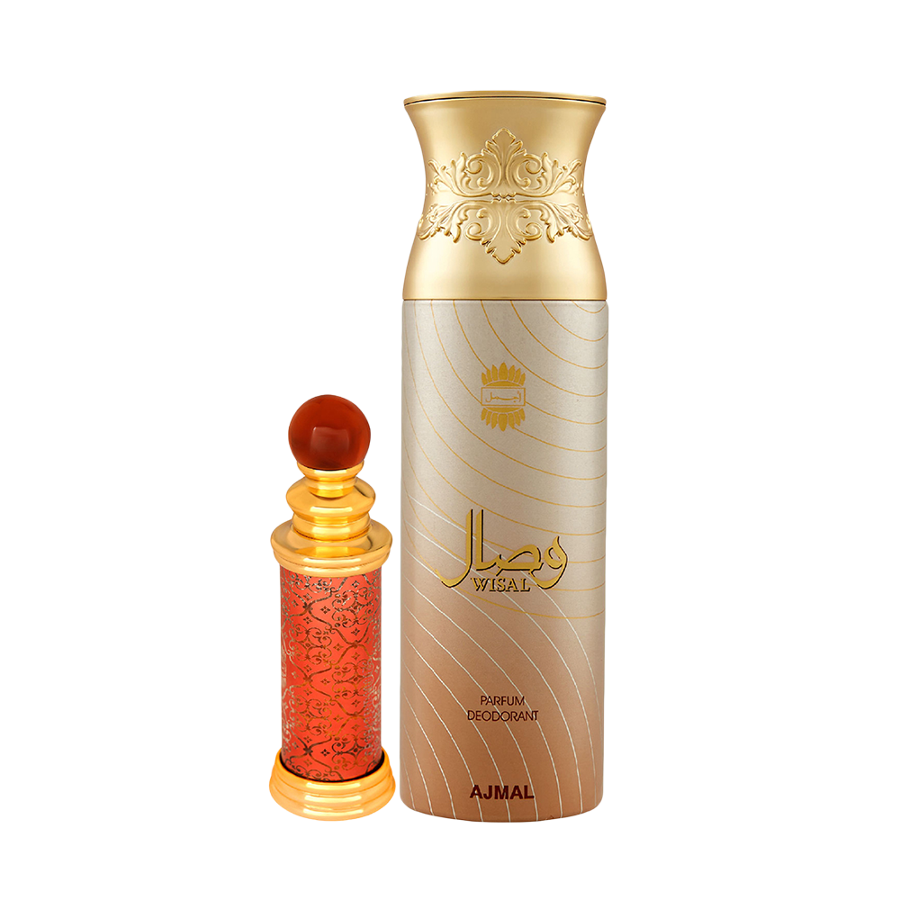 Classic Oud Concentrated Perfume Oil Woody Oudh Alcohol-free Attar 10ml for Unisex and Wisal Deodorant Floral Musky Fragrance 200ml for Women Pack of 2