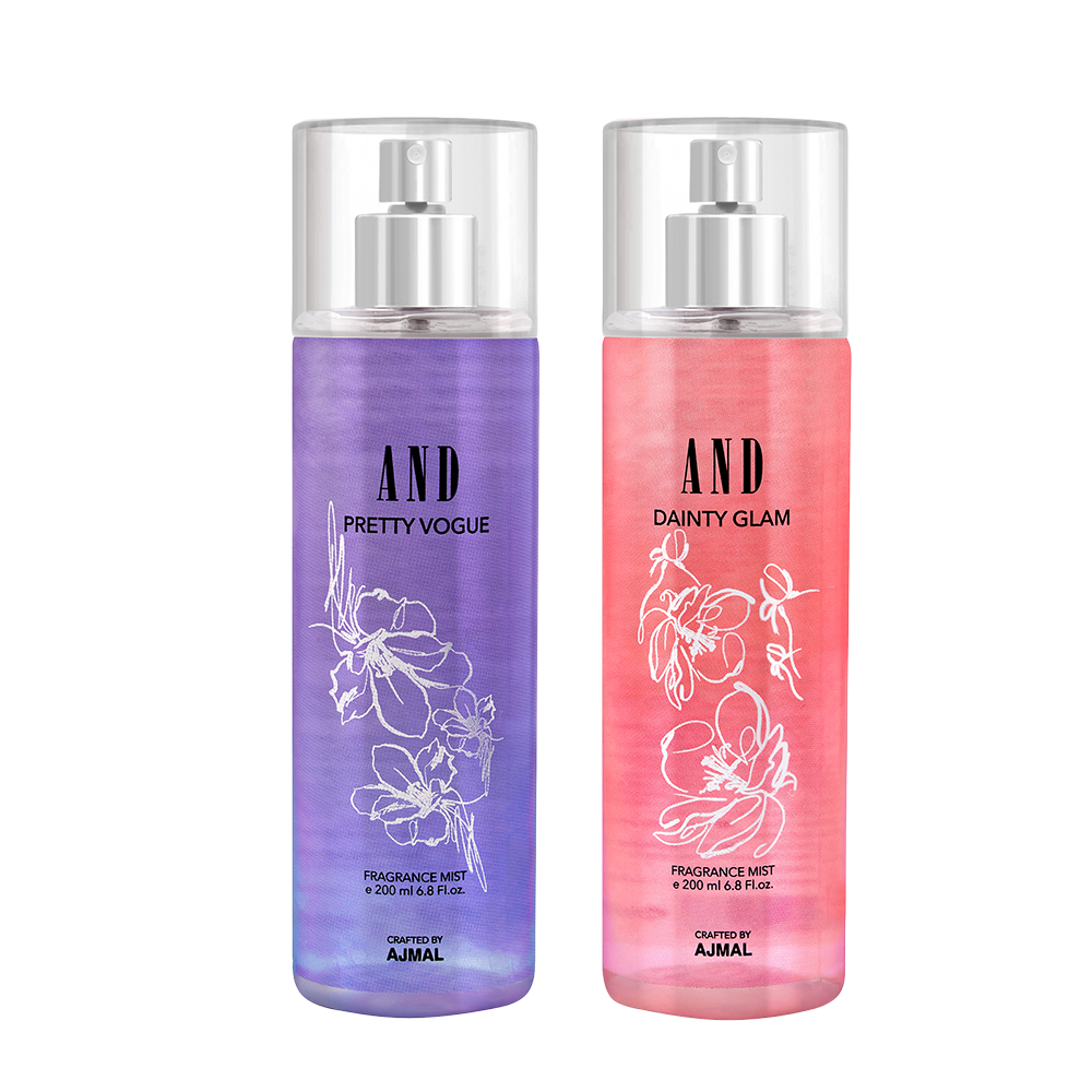 AND Dainty Glam & Pretty Vogue Pack of 2 Body Mist 200ML each Long Lasting Scent Spray Gift for Women Perfume