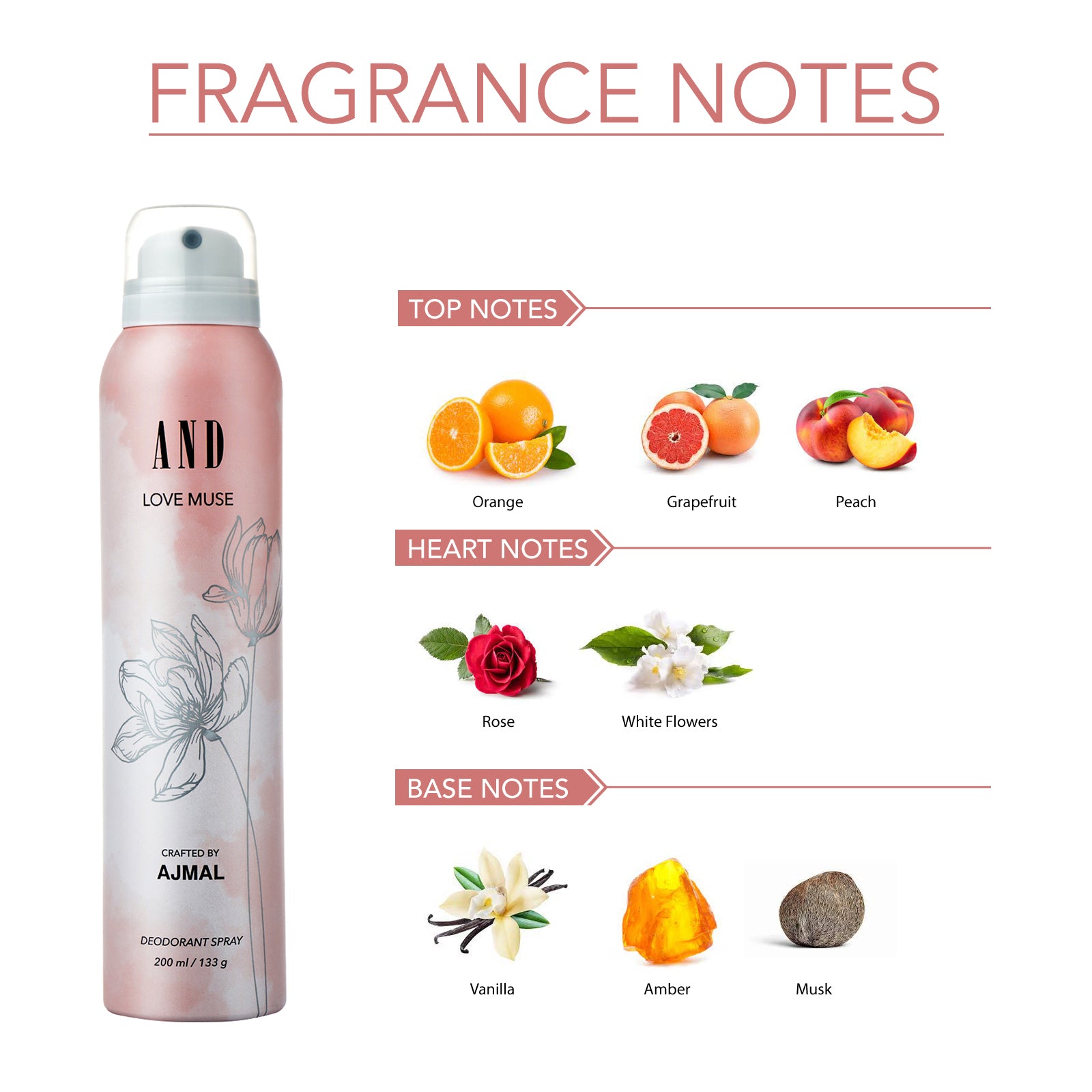 AND Love Muse Deodorant 200ml Body Spray Gift For Women