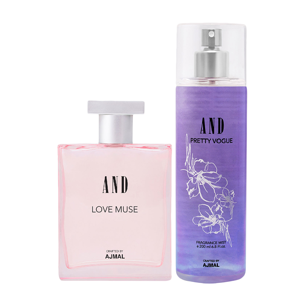 AND Love Muse Eau De Perfume 100ML & Pretty Vogue Body Mist 200ML Pack of 2 for Women