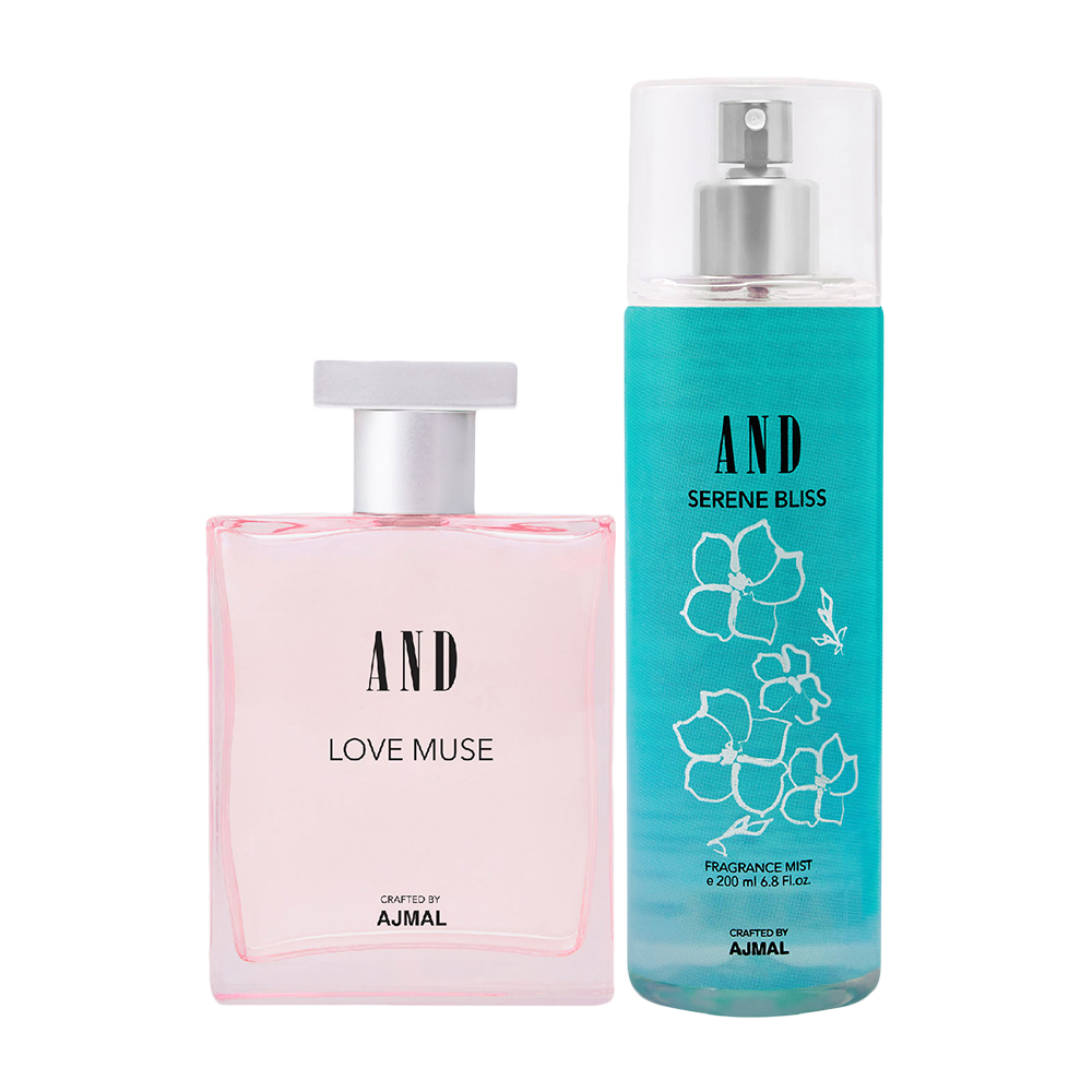 AND Love Muse Eau De Perfume 100ML & Serene Bliss Body Mist 200ML Pack of 2 for Women