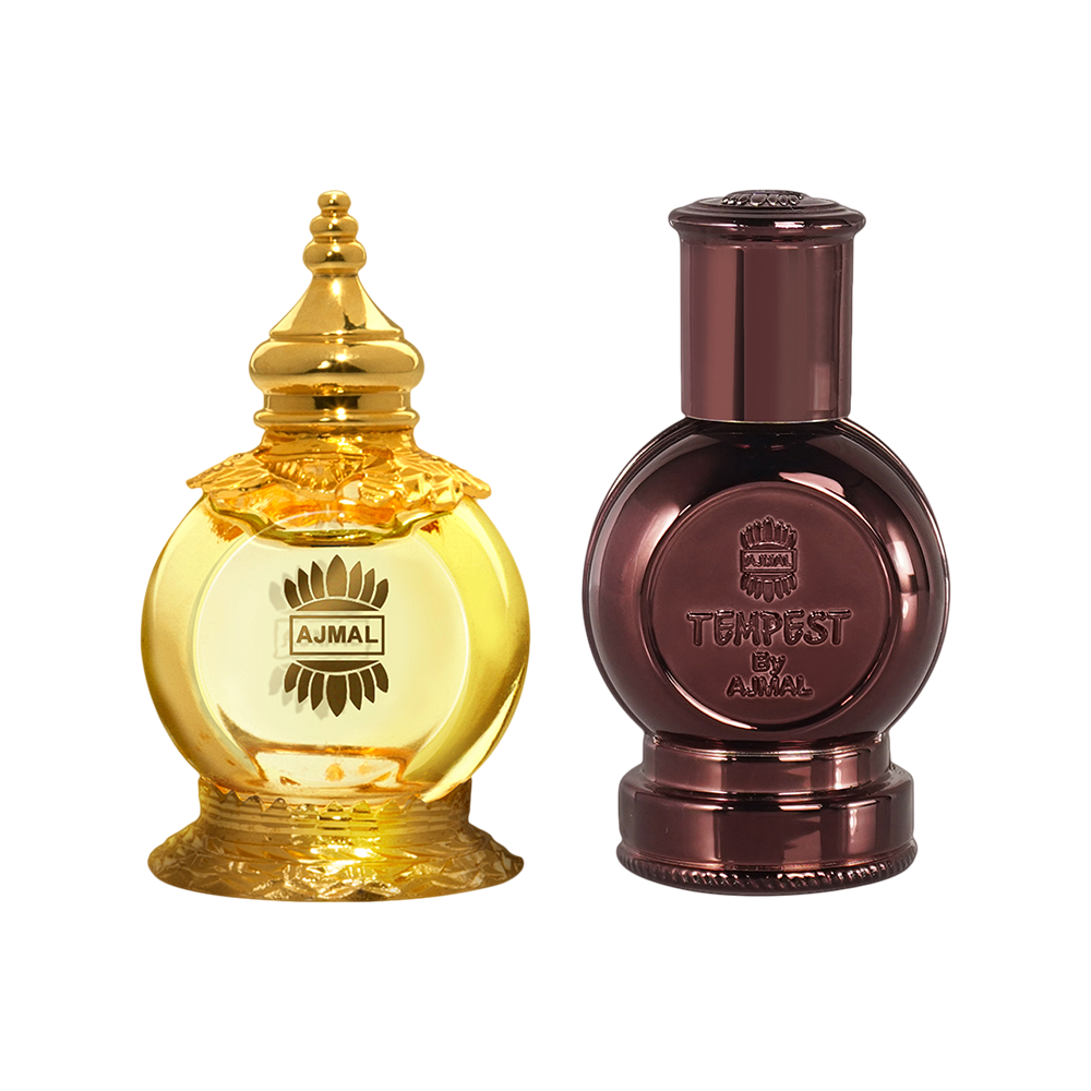 Mukhallat AL Wafa Concentrated Perfume Oil Oriental Musky Alcohol-free Attar 12ml for Unisex and Tempest Concentrated Perfume Oil Floral Alcohol-free Attar 12ml for Unisex Pack of 2