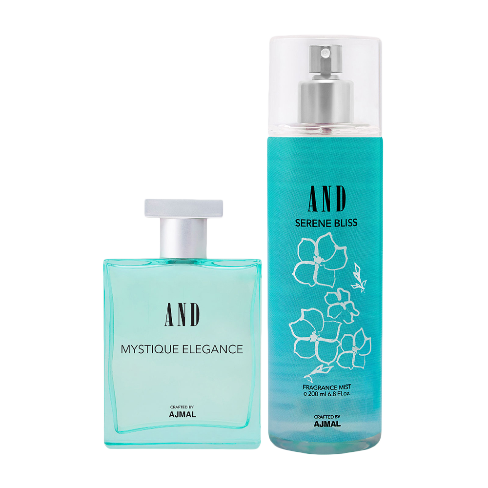 AND Mystique Elegance Eau De Perfume 50ML & Serene Bliss Body Mist 200ML Pack of 2 for Women