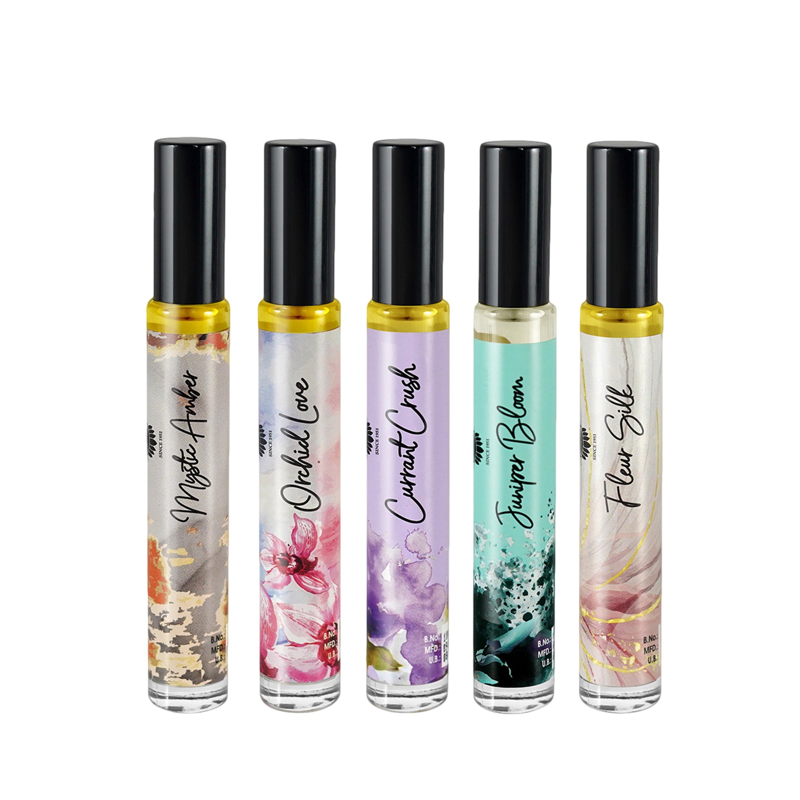 ARTISAN Mystic Amber, Orchid Love, Currant Crush, Juniper Bloom, Fleur Silk Concentrated Perfume Collection Pack of 5 (10 ML)