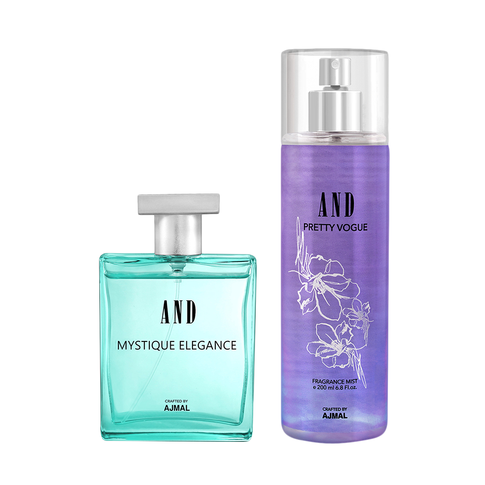 AND Mystique Elegance Eau De Perfume 50ML & Pretty Vogue Body Mist 200ML Pack of 2 for Women