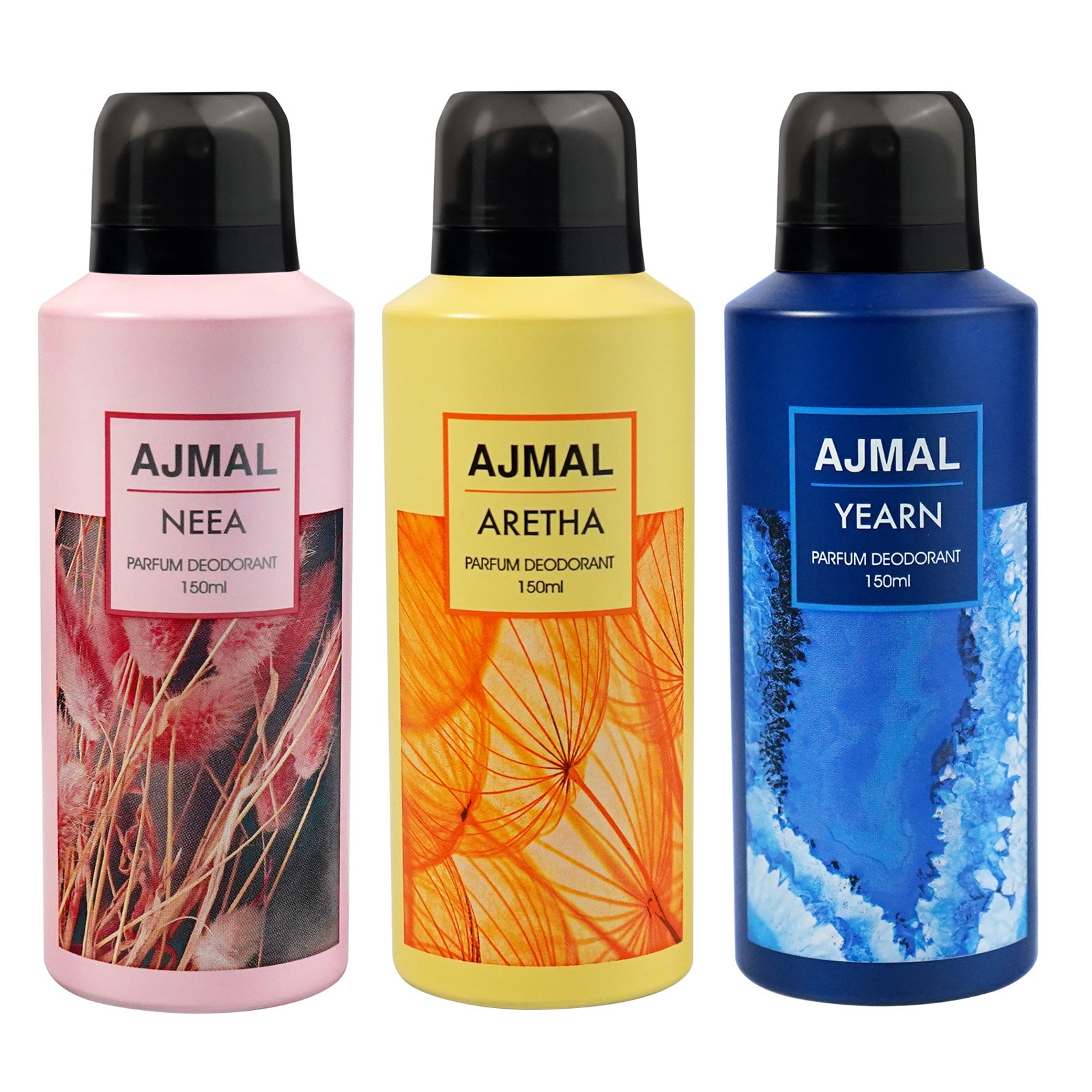 Neea, Aretha and Yearn Deodorant Perfume 150ML Each Long Lasting Spray Party Wear Gift for Unisex