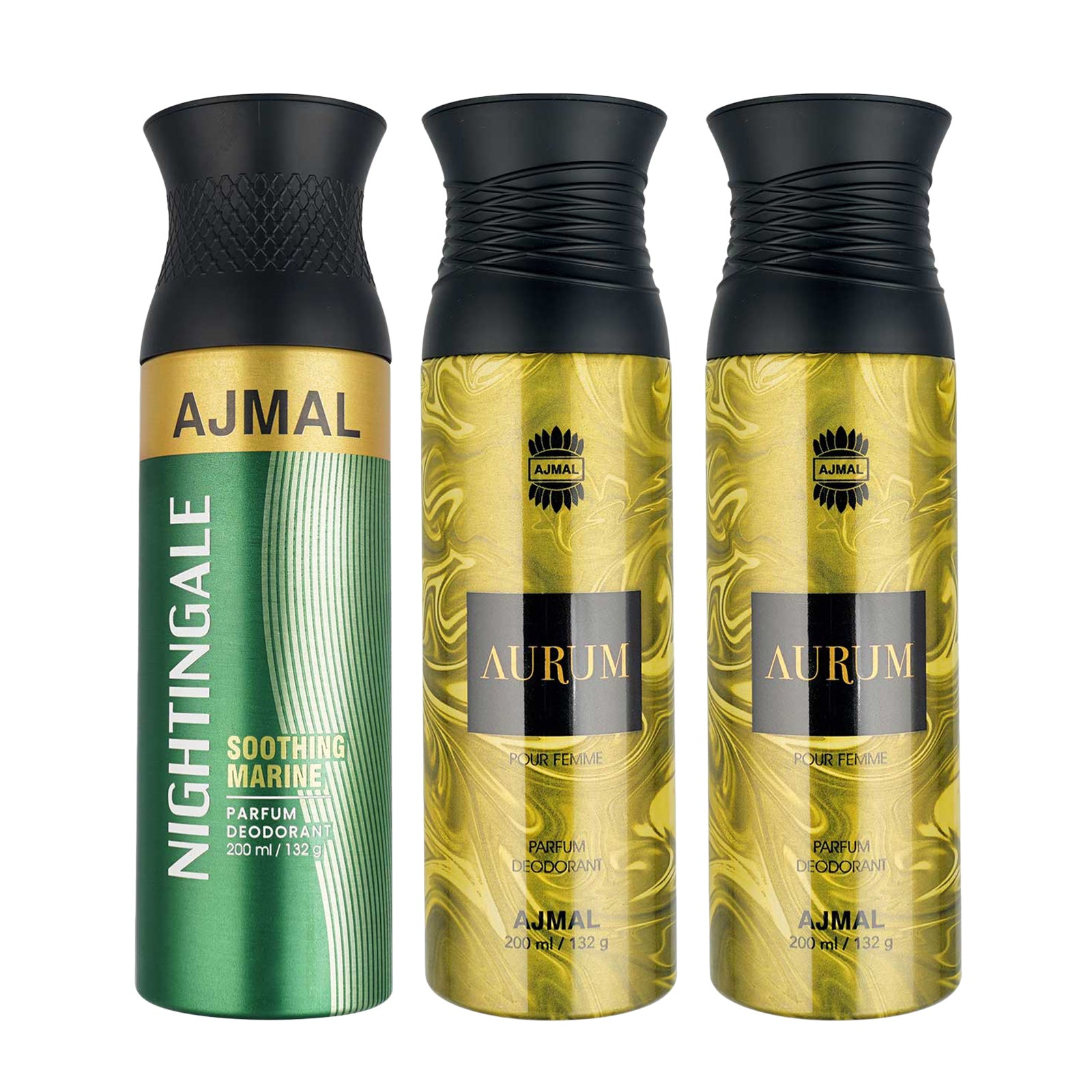 1 Nightingale For Unisex and 2 Aurum Femme for Women Deodorants each 200ML Combo pack of 3