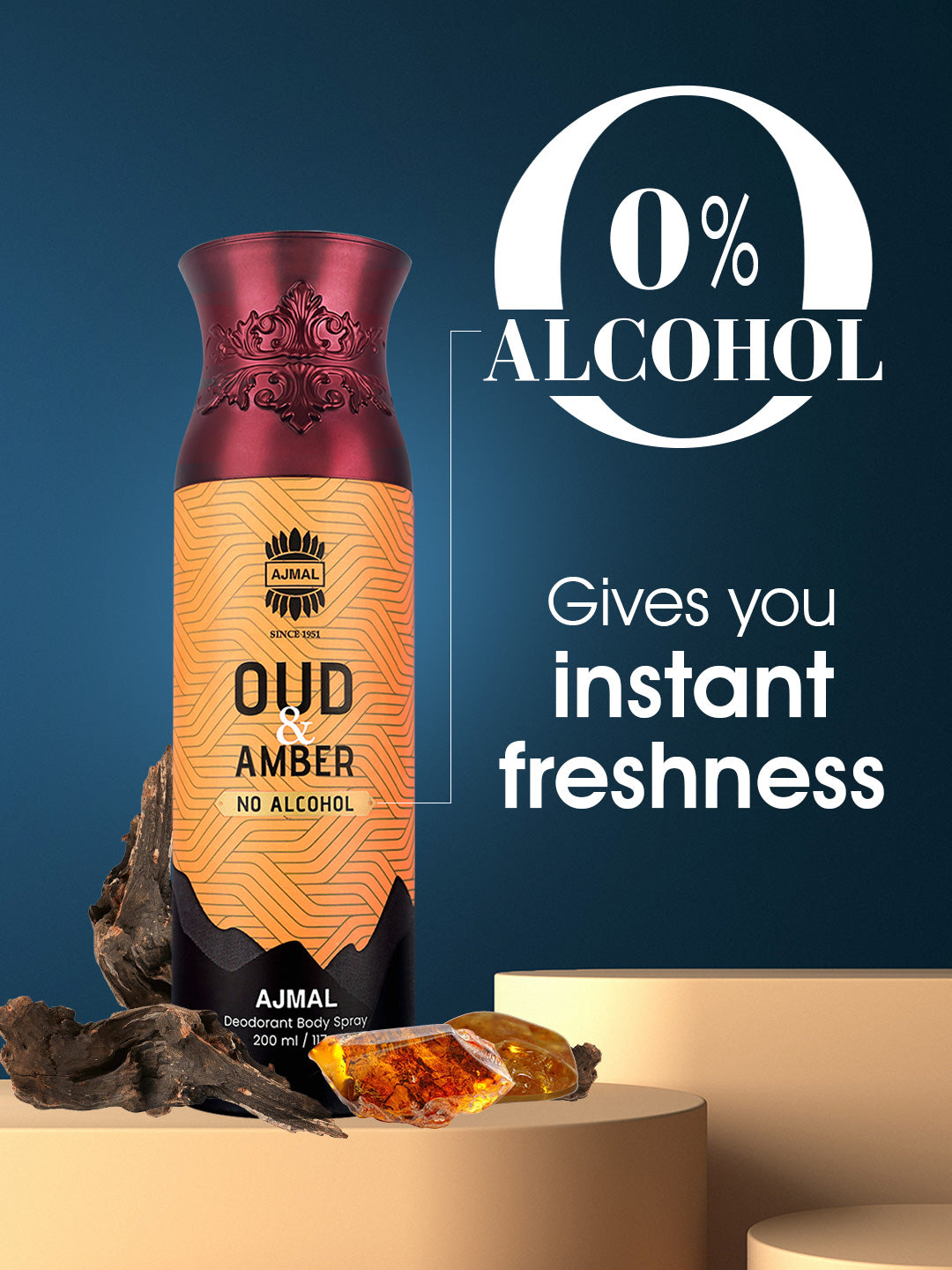 Oud Amber Non-Alcoholic Deodorant Body Spray With Woody Ambery Fragrance Perfume Ideal Gift for Unisex