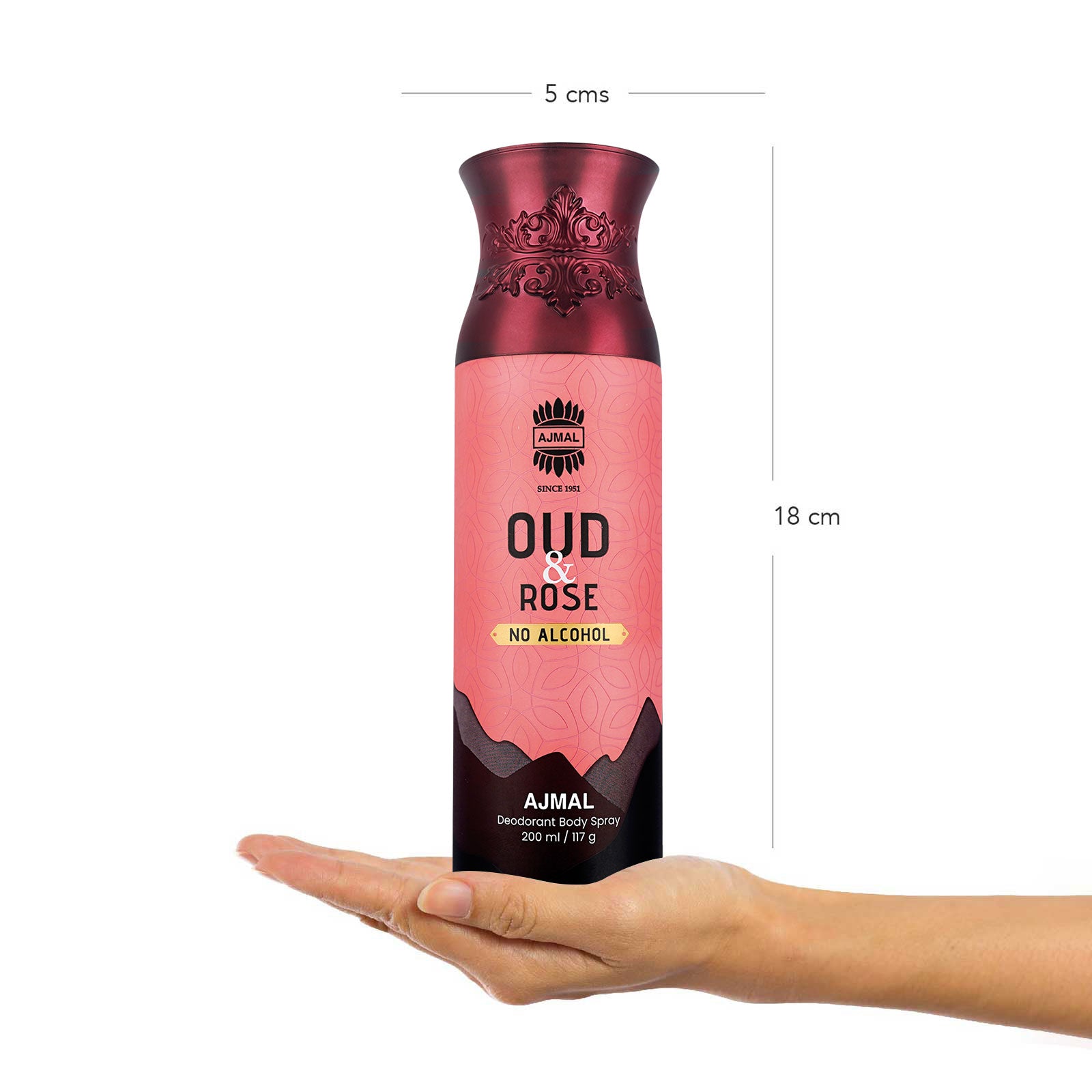 Oud Rose Non-Alcoholic Deodorant Body Spray with Spicy Woody Fragrance Perfume Ideal Gift for Unisex