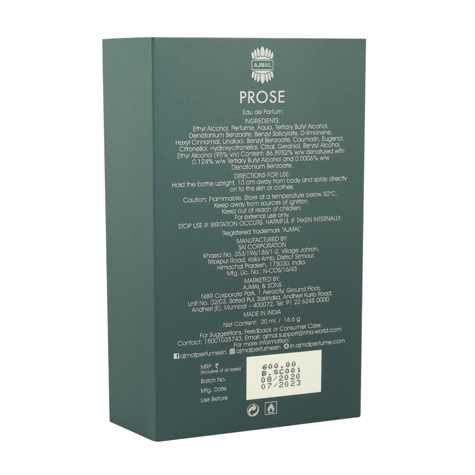 Prose Eau de Parfum Perfume 20ML For Men