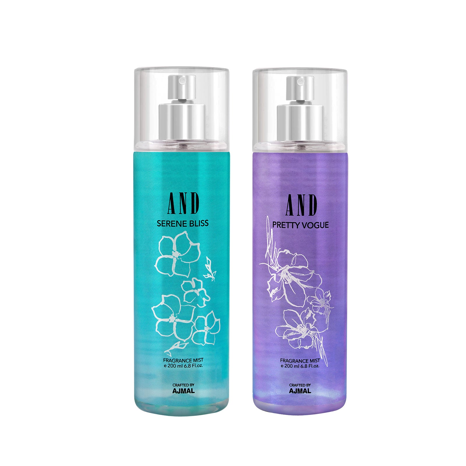 AND Serene Bliss & Pretty Vogue Pack of 2 Body Mist 200ML each Long Lasting Scent Spray Gift For Women Perfume