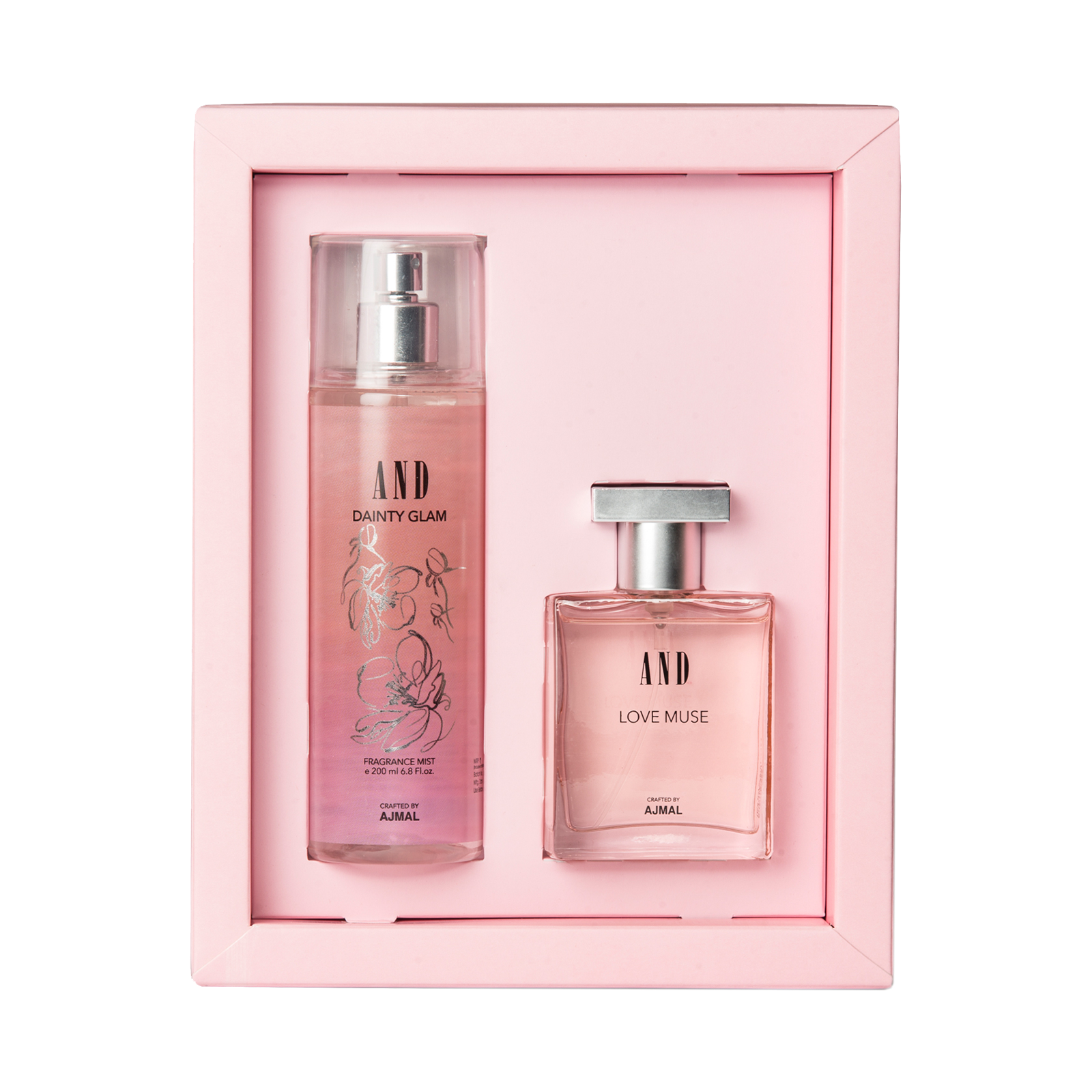 AND Love Muse Eau De Perfume 50ML & Dainty Glam Body Mist 200ML for Women Pack of 2