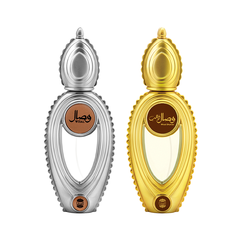 Wisal EDP Floral Musky Perfume 50ml for Women and Wisal Dhahab EDP Fruity Floral Perfume 50ml for Men Pack of 2