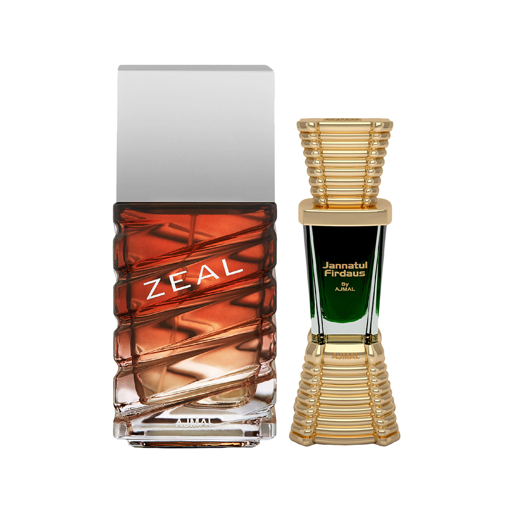 Zeal EDP Aquatic Woody Perfume 100ml for Men and Jannatul Firdaus Concentrated Perfume Oil Oriental Alcohol-free Attar 10ml for Unisex Pack of 2